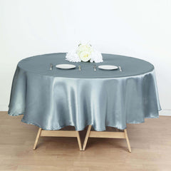 90" Dusty Blue Satin Round Tablecloth