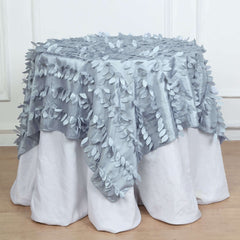 Taffeta 54"x54" Table Overlay Square Tablecloth Dusty Blue 3D Leaf Petal Table Cover