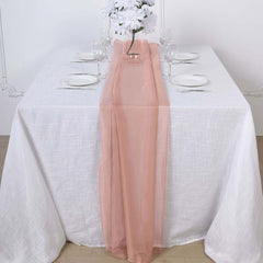 Premium Chiffon 6ft Table Runner Dusty Rose - Flowy & Lightweight Table Decor