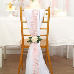 Taffeta Ribbon Sash with 4" Leaf Petal Design Dusty Rose 50ft - Sophisticated Artificial Fabric Garland