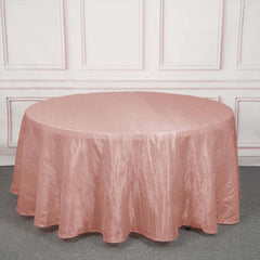 Taffeta 120" Round Tablecloth Dusty Rose - Seamless Accordion Crinkle Table Cover