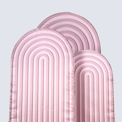 Set of 3 Dusty Rose Ripple Satin Chiara Wedding Arch Covers, Fitted Covers For Round Top Backdrop Stands - 5ft,6ft,7ft