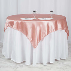 Satin 60"x60" Table Overlay Square Tablecloth Dusty Rose - Smooth Silky Touch Table Cover