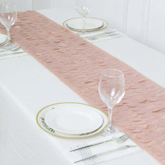 Taffeta Fabric 12"x108" Table Runner Dusty Rose - 3D Leaf Petal Design