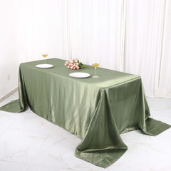 Satin Rectangular 90"x132" Tablecloth Dusty Sage Green Satin - Seamless Table Cover