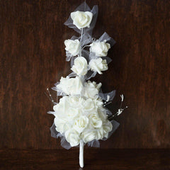 24 Pcs Bouquet Cream Artificial Handcrafted Foam Rose Flowers