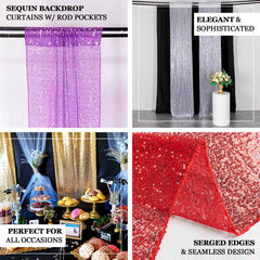 2 Pack Fuchsia Sequin Event Curtain Drapes with Rod Pockets, Seamless Backdrop Event Panels - 8ftx2ft