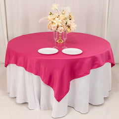 Lamour Satin 72"x72" Table Overlay Square Tablecloth Fuchsia - Smooth Finish Table Topper