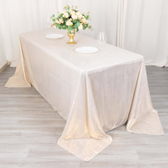 Sequin Dots Polyester 90"x132" Rectangle Tablecloth Shimmering Beige - Seamless, Glittering & Wrinkle Free Table Cover