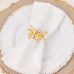 4 Pack Gold Metal Butterfly Napkin Rings, Decorative Laser Cut Cloth Napkin Holders