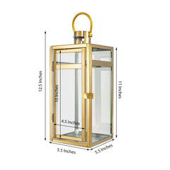Stainless Steel Candle Lantern Vintage Top Design Gold - Outdoor Metal Patio Lantern Centerpiece 12"