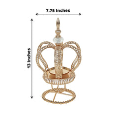 Metal Crown Spiral Pillar Candle Holder Stand Gold - Jeweled Votive Candle Centerpiece 13"