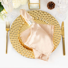 6-Pack Plastic Round Charger Plates 13" in Gold with Peacock Pattern, Exquisite Decorative Dinner Party Charger Tableware