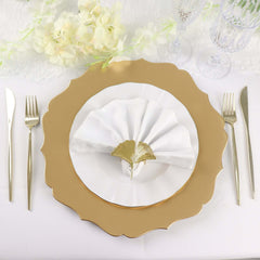 6 Pack 13" Metallic Gold Acrylic Charger Plates Scalloped Rim, Gold Plastic Charger Plates