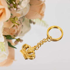 5 Pack Gold Metal Princess Crown Keychain Party Favor Souvenir, 3" Pre-Packed Wedding Bridal Shower Favor Gift Box With Ribbon & Thank You Tag