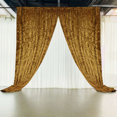 5ftx12ft Gold Premium Smooth Velvet Event Curtain Drapes, Privacy Backdrop Event Panel with Rod Pocket