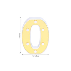 3D Marquee Number "0" Warm White 6 LED Lights Gold - Stylish Light-Up Accent for Events 6"