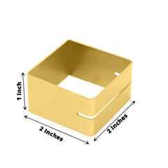 4 Pack Matte Gold Metal Square Napkin Rings with Place Card Holder, Modern Design Multipurpose Napkins Rings