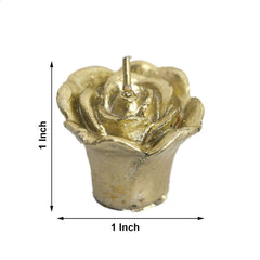 12-Pack Mini Floating Candles Rose Flower Design Gold - Wedding Vase Fillers for Decor 1"