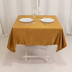 Lamour Satin 54"x54" Square Tablecloth Gold - Durable & Silk-Like Table Cover