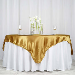 Satin 72"x72" Table Overlay Square Tablecloth Gold - Smooth Finish for Luxurious Events