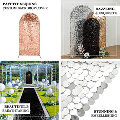 5ft Sparkly Gold Double Sided Big Payette Sequin Chiara Backdrop Stand Cover For Fitted Round Top Wedding Arch
