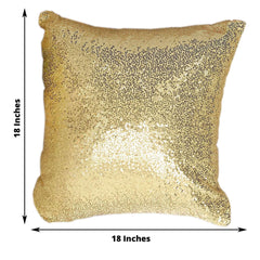 2 Pack 18"x18" Sequin Throw Pillow Cover, Decorative Cushion Case - Square Champagne Sequin