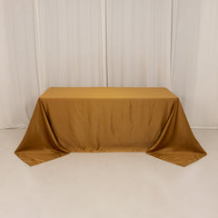 Lamour Satin 90"x132" Rectangle Tablecloth Gold - Soft & Silk-Like Seamless Table Cover for Weddings & Parties