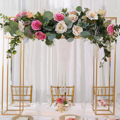 5ft Over the Table Stand in Gold, Freestanding Rectangular Double Frame Over the Table Rod for Floral Balloon Décor
