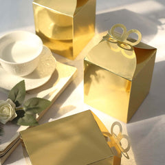25 Pack Metallic Gold Foil Butterfly Top Premium Party Favor Boxes, Cardstock Candy Gift Boxes - 250 GSM