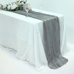 Gauze Cheesecloth 10ft Table Runner Gray - Rustic Boho Style