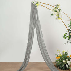 20ft Gray Gauze Cheesecloth Fabric Wedding Arch Drapery, Window Scarf Valance, Boho Decor Arbor Curtain Panel