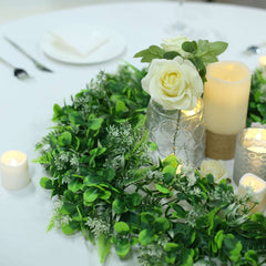 2 Pack 22" White Green Artificial Lifelike Boxwood Fern Mix Spring Wreaths