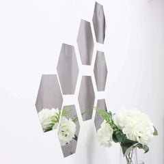 12 Pack Hexagon Acrylic Mirror Wall Stickers, 10" Removable Wall Decals For Home Decor
