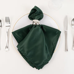 5 Pack Lamour Satin 20"x20" Napkins Hunter Emerald Green - Soft Matte Finish Dinner Napkinss