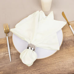5 Pack Cotton Blend 20"x20" Napkins Ivory - Wrinkle-Resistant & Washable Dinner Napkins