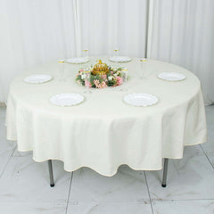 Premium Polyester 90" Round Tablecloth Ivory - Stain and Wrinkle-Resistant Design with 220GSM Thickness Table Cover
