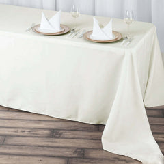 Premium Polyester 90"x156" Rectangle Tablecloth Ivory - Seamless 220GSM Stain-Resistant Table Cover