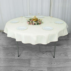 Premium Polyester 70" Round Tablecloth Ivory - Stain and Wrinkle-Resistant 220GSM Table Cover