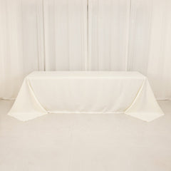 Cotton Blend 90"x156" Rectangle Tablecloth Ivory - Seamless Wrinkle-Resistant Table Cover