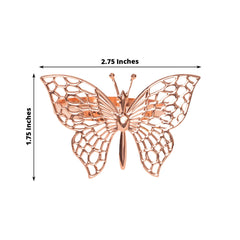 4 Pack Rose Gold Metal Butterfly Napkin Rings, Decorative Laser Cut Cloth Napkin Holders