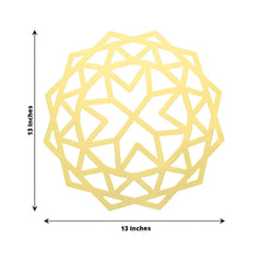6-Pack Disposable Table Placemats in Metallic Gold Laser Cut Geometric Star Design - 700GSM Cardboard Placemats for Glamorous Table Settings 13"
