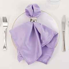 5 Pack Lamour Satin 20"x20" Napkins Lavender - Soft Matte Finish Dinner Napkins
