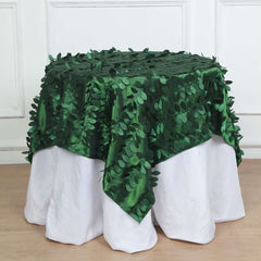 Taffeta 54"x54" Table Overlay Square Tablecloth Green 3D Leaf Petal Table Cover