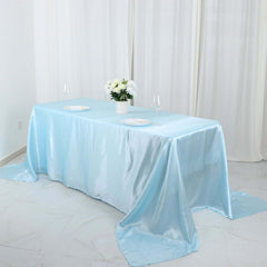 Satin Rectangular 90"x132" Tablecloth Light Blue Satin - Seamless Table Cover