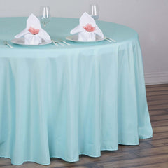 Polyester 120" Round Tablecloth Light Blue - Seamless Wrinkle-Resistant Table Cover