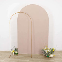 8ft Matte Nude Spandex Fitted Wedding Arch Cover For Round Top Chiara Backdrop Stand