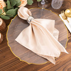 18 Pack Economy Plastic Round Charger Plates 13" in Clear Sunflower Design with Gold Scalloped Rim - Table Setting Plates