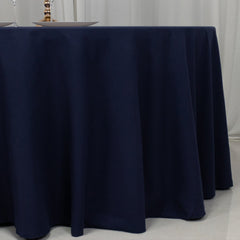 Cotton Blend 120" Round Tablecloth Navy Blue - Seamless Wrinkle-Resistant Table Cover