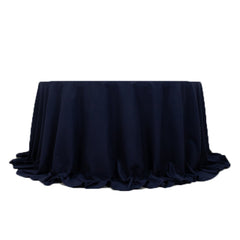 Cotton Blend 132" Round Tablecloth Navy Blue - Seamless Wrinkle-Resistant Table Cover